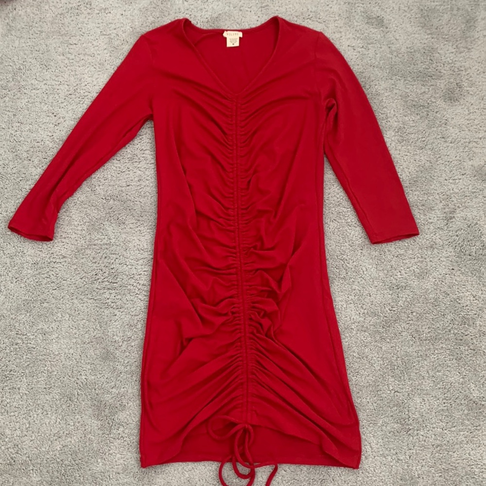Cinched Mini Red Body Con Dress Never Worn Size M